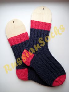 Купить вязаные носки резинка-лапша, чернильные носки, малиновые носки